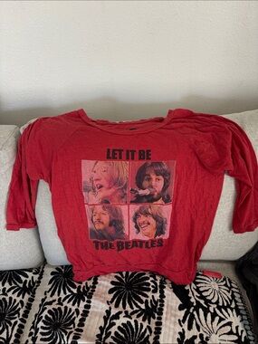 The Beatles Red 'Let It Be' Four-Panel Long Sleeve Kids Tee